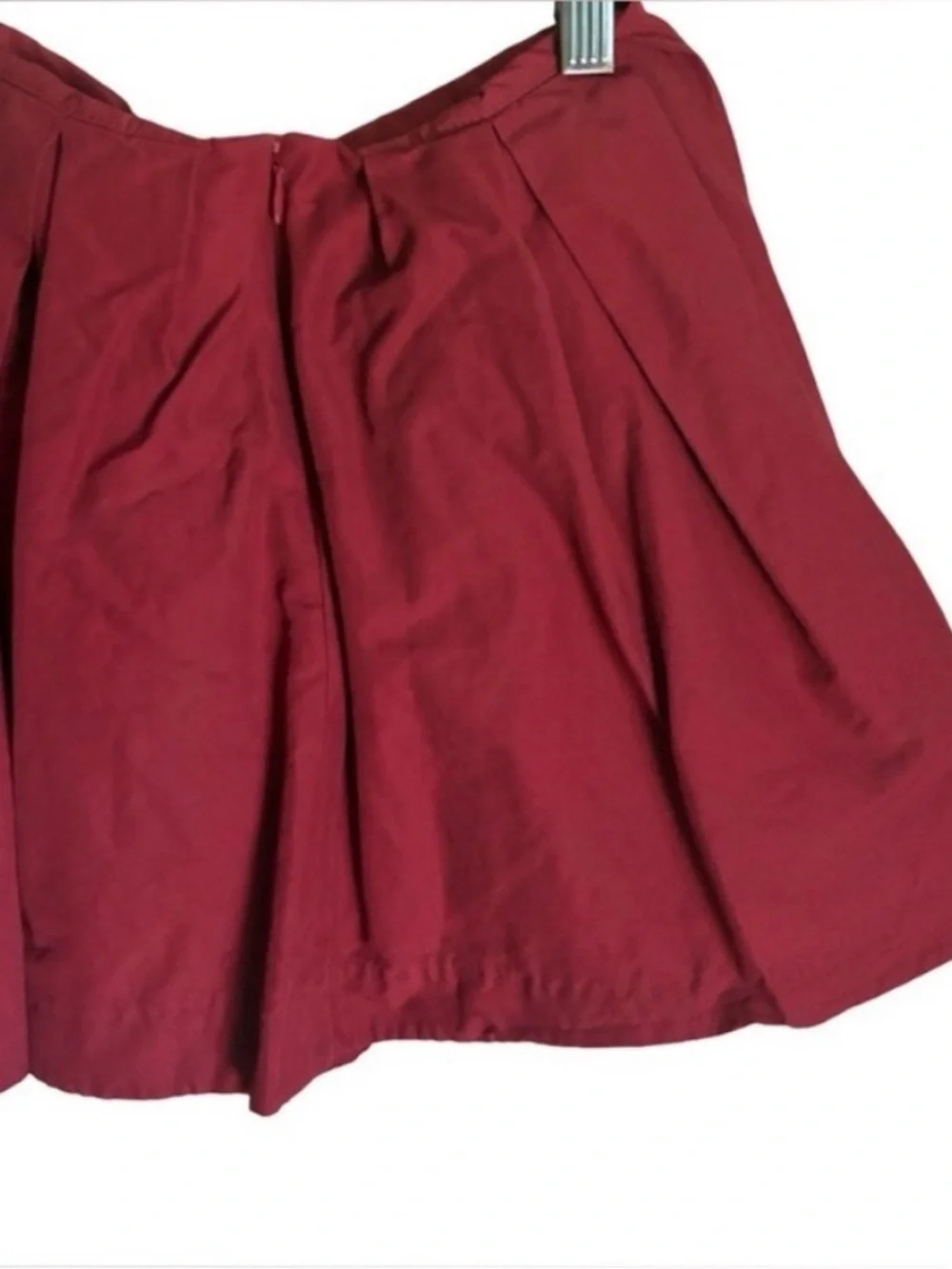 COS Ruffle Mini Skater Skirt Burgundy
